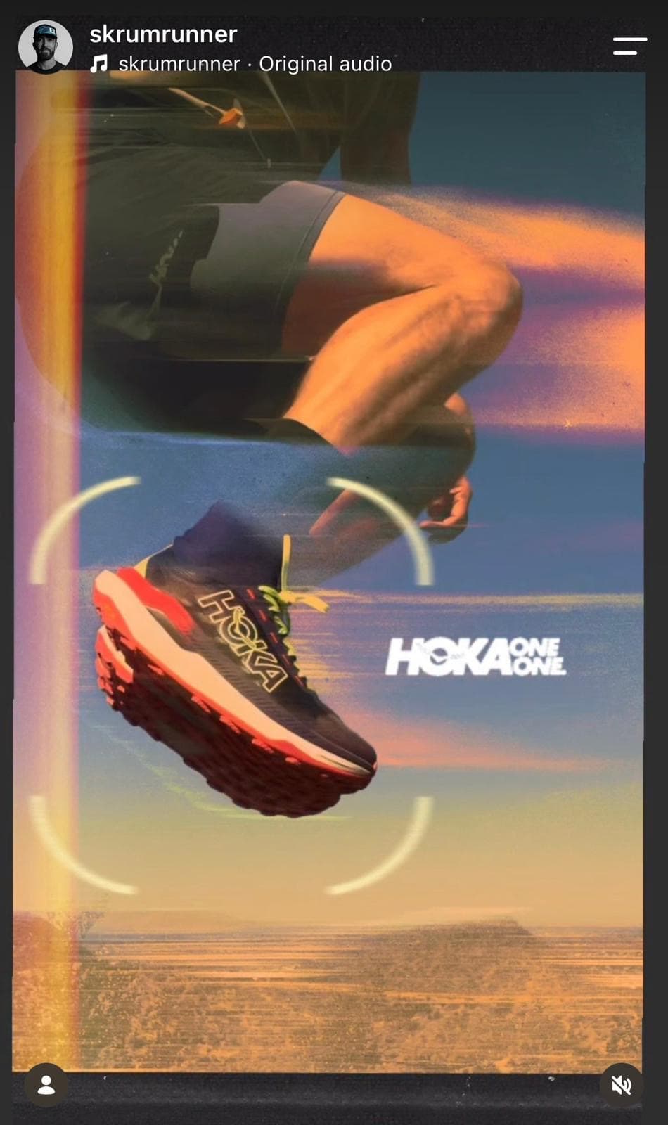 Kurt's HOKA Tecton X 3 edit — a shoe mid-air over the desert